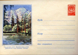 USSR 1957 RARE Postal Stationery Cover Georgia. Alpine Lake Kara-Kul. Mountains. Forest. Trees - Géographie