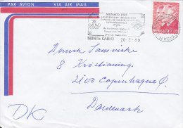 Monaco Airmail Par Avion Slogan Flamme "Congres De Police Judiciaire" MONTE CARLO 1989 Cover Brief To Denmark - Covers & Documents