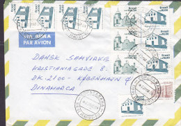 Brazil Via Aerea Copacabana RIO DE JANIERO 1989 Cover Letra To Denmark 3x 3-Stripes Stamps - Cartas & Documentos