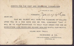 Canada Postal Stationery Ganzsache Entier Privé 1c. Victoria NEWSOME & Co.Toronto , BRANTFORD Ontario 1895 (2 Scans) - 1860-1899 Règne De Victoria