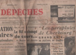 LES DEPECHES 15 05 1964 - CANNES PARAPLUIES DE CHERBOURG - ASSOUAN NASSER - SALAIRES - TUBERCULOSE - EGYPTE - TIMBRES - 1950 - Today