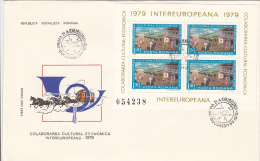 1000FM- INTEREUROPEAN COOPERATION, POST CHASE, COVER FDC, 1979, ROMANIA - FDC