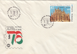 11532- MILANO PHILATELIC EXHIBITION, BASILICA, COVER FDC, 1976, ROMANIA - FDC