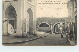 SERRIERES - Rue Sève-Buisset Et Place De L'église.(cachet Militaire Au Dos De La Carte) - Serrières