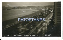 1536 BRAZIL SANTOS SAO PAULO AERIAL VIEW BEACH THE NIGHT POSTAL POSTCARD - Autres