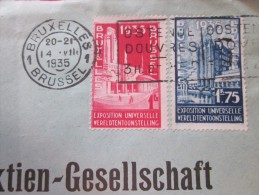 14 Août 1935  Bruxelles Brussell Belgique Belgie Lettre Letter Cover -> Bern Berne  Suisse Enveloppe Adresse Préimprimée - Fortune (1919)