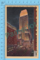 US Ohio OH ( Fountain Aquare And Carew Tower At Night Cincinnati, Animated Old Car  CPSM    Linen Postcard ) Recto/Verso - Cincinnati