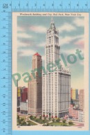 US New York NY (Woolworth Building And City Hall Park,  CPSM    Linen Postcard ) Recto/Verso - Manhattan