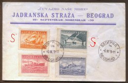 YUGOSLAVIA - JUGOSLAVIA - SHIPS + GRAVE "S" - ADRIATIC GUARD - FDC  -1939 - RARE - Briefe U. Dokumente