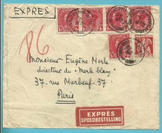 339+403 Op Brief Per EXPRES Met Stempel BRUXELLES  Naar Paris , Cijfer "86"  -> Pneumatique + ERQUELINNES-PARIS 1° A - 1932 Cérès Et Mercure