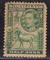 Used  Somaliland Protectorate 1938, Half Anna King George VI, Sheep, Farm Animal, Cond., As Scan - Somalilandia (Protectorado ...-1959)