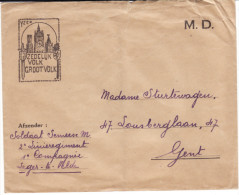 Ca. 1939  Dienstenvelop IJzer, Zedelijk Volk, Groot Volk "M.D." Van 2e Linieregement / Leger Te Velde Naar  Gent. - Guerre 40-45 (Lettres & Documents)