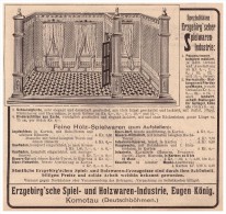 Original Werbung - 1907 - Spiel- Und Holzwaren , Erzgebirge , Eugen König In Komotau / Chomutov , Spielzeug !!! - Jouets Anciens