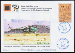 ALGERIE ALGERIA 2013 - FDC - 50th Anniversary Sonatrach - Helicopter Helicoptère Hubschrauber Russia Helicopters - Helicopters