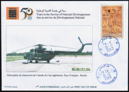 ALGERIE ALGERIA  - FDC - 50th Anniversary Sonatrach - Helicopter Helicoptère Hubschrauber - Russia Army Helicopters - Helicopters