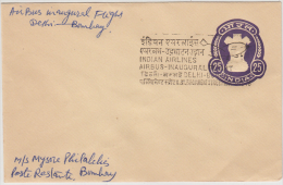 India 1976  Indian Air Lines Delhi - Bombay Airbus First Flight Cancellation Cover # 84182   Indien Inde - Luchtpost