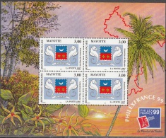 Mayotte 1999 Michel Bloc Feuillet 1 Neuf ** Cote (2002) 11.50 € Armoiries - Blokken & Velletjes