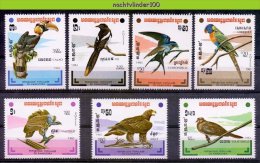 Mmf223 FAUNA VOGELS ROOFVOGEL EAGLE VULTURE PARROT SWALLOW BIRDS VÖGEL AVES OISEAUX CAMPBODGE KAMPUCHEA 1983 PF/MNH - Collections, Lots & Séries