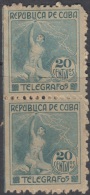 1916.6 CUBA. 1916. Ed.103. MNH. 20c. PAREJA. PAIR. TELEGRAFOS. TELEGRAPH. ALEGORIA DEL RAYO. ELECTRICIDAD. - Ungebraucht