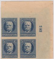 1917.116 CUBA. 1917. Ed.216As. PATRIOTAS. 1926. 5c. CALIXTO GARCIA. NUMERO DE PLANCHA S149. PLATE NUMBER. SIN GOMA. - Unused Stamps