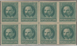 1917.119 CUBA. 1917. Ed.214AsCH. PATRIOTAS. 1926. 1c. JOSE MARTI. CENTRO DE HOJA BLOCK 8. SIN GOMA. CENTER OF SHEET. - Ongebruikt