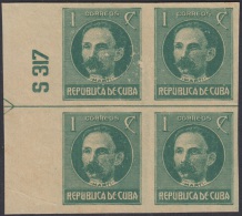 1917.127 CUBA. 1917. Ed.214As. PATRIOTAS. 1926. 1c. JOSE MARTI. NUMERO DE PLANCHA S317. PLATE NUMBER. SIN GOMA. - Neufs