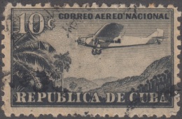 1931.4 CUBA. 1931. Ed.262. 10c. USED. CORREO AEREO. AIR MAIL. AVION AIRPLANE. IMPRESION BORROSA. ERROR ENGRAVING. - Unused Stamps