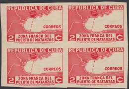 1936.111 CUBA. 1936. Ed.279s. 2c. ZONA FRANCA. PLANO BAHIA DE MATANZAS. GOMA ORIGINAL LIGERAMENTE TONALIZADA. BLOCK 4. - Nuovi