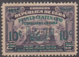 1937.107 CUBA. 1937. Ed.328. 10c. CENTENARIO DEL FERROCARRIL. RAILROAD. RAILWAYS. SIN GOMA - Nuovi