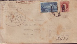 1931-H-38 CUBA. REPUBLICA. 1931. AVION AIRPLANE. 10c. 1928. CERTIFICADO AEREO DE LA HABANA A TEXAS. US. 1933 - Cartas & Documentos