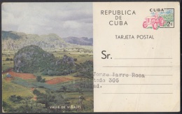 1963-EP-1 CUBA 1963. Ed.103. TARJETA ENTERO POSTAL. POSTAL STATIONERY. VALLE DE VIÑALES. USED. IMPRESO REVERSO. INTERESA - Brieven En Documenten