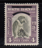 North Borneo MH Scott #226 4c Proboscis Monkey Shifted Overprint Lower Black Bar Is 'broken' At Left End - North Borneo (...-1963)