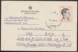 1974-EP-6 CUBA 1974. Ed.111. TARJETA ENTERO POSTAL. POSTAL STATIONERY. JULIO ANTONIO MELLA. USED. MARIANAO. - Covers & Documents