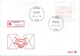 4 Lettres FDC Premier Jour Vignettes D'affranchissement TOURNAI 16/11/1981 6.00F, 9.00F, 14.00F, 59.00F - Autres & Non Classés