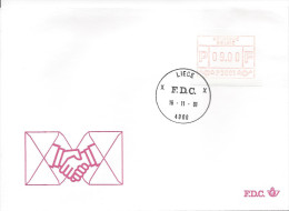 4 Lettres FDC Premier Jour Vignettes D´affranchissement LIEGE 16/11/1981 6.00F, 9.00F, 14.00F, 59.00F - Sonstige & Ohne Zuordnung