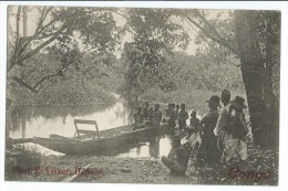 Congo R Visser Déposé Non Circulé - N°7 En Route Par Pirogue - Andere & Zonder Classificatie