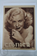 Old 1935 Cinema Magazine Clipping Page - Big Image Of The Actress Ginger Rogers - [1] Hasta 1980