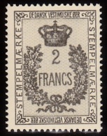 1907. STEMPELMÆRKE 2 FRANCS. (Michel: ) - JF103098 - Danish West Indies