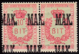 1907. STEMPELMÆRKE 10 BIT. Pair With Overprint MAK.. (Michel: ) - JF103070 - Dänisch-Westindien