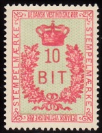 1907. STEMPELMÆRKE 10 BIT. (Michel: ) - JF103089 - Dänisch-Westindien