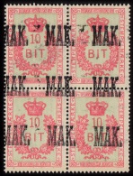 1907. STEMPELMÆRKE 10 BIT. 4-bloc With Overprint MAK.. (Michel: ) - JF103066 - Dänisch-Westindien