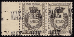 1907. STEMPELMÆRKE 2 FRANCS Overprint MAK. Pair. (Michel: ) - JF103068 - Danish West Indies