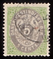 1876-1879. Bi-coloured. 5 C. Green/gray. Inverted Frame. Perf. 14x13½. (Michel: 10 II) - JF103507 - Deens West-Indië