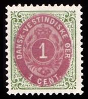 1896-1906. Bi-coloured. 1 Cent Green/red. Inverted Frame. Perf. 12 3/4. (Michel: 16 II) - JF103517 - Dänisch-Westindien