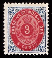 1896-1906. Bi-coloured. 3 C. Blue/red. Inverted Frame. Perf. 12 3/4. (Michel: 17 II) - JF103518 - Deens West-Indië