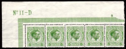 1915-1916. Chr. X. 5 Bit Green. Very Fine Strip Of 5 With Upper Margin (hinged) No. 11-... (Michel: 49) - JF103553 - Dänisch-Westindien