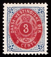 1896-1906. Bi-coloured. 3 C. Blue/red. Inverted Frame. Perf. 12 3/4. (Michel: 17 II) - JF103504 - Dänisch-Westindien