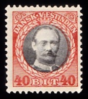 1907-1908. Frederik VIII. 40 Bit Grey/red. (Michel: 47) - JF103531 - Deens West-Indië