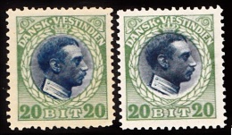 1915-1916. Chr. X. 20 Bit Blue/green In Two Different Shades. (Michel: 52) - JF103475 - Dänisch-Westindien