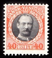 1907-1908. Frederik VIII. 40 Bit Grey/red. (Michel: 47) - JF103460 - Danish West Indies